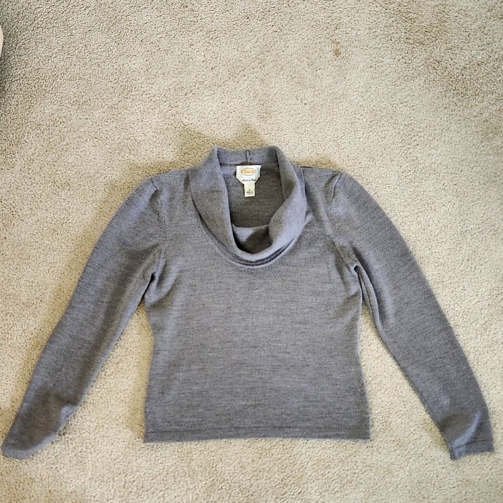 Talbots 100% Merino Wool Grey Sweater Size S